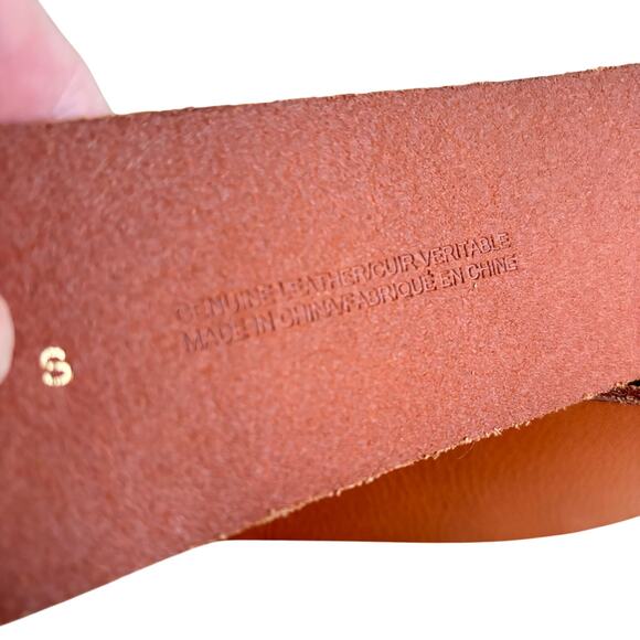 Anthropologie leather belt size S British camel tan wide waist adjustable chic - Picture 5 of 8
